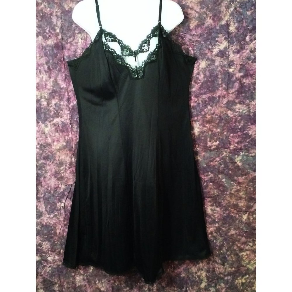 Vintage 60s-70s Mel-Lin Undergarment Lingerie Full Slip-Dress -L Rosebud Lace